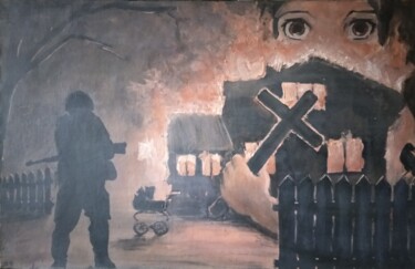 Картина под названием ""Черный ворон"" - Сергей Боголюбов, Подлинное произведение искусства, Акрил