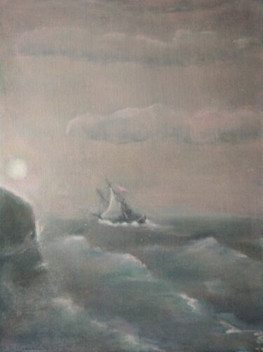 Malerei mit dem Titel "В море." von Sergei Bogoliubov, Original-Kunstwerk, Acryl