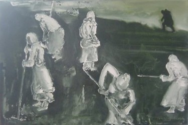Картина под названием "Сенокос.." - Сергей Боголюбов, Подлинное произведение искусства, Масло