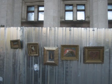 Картина под названием "Заборная выставка.." - Сергей Боголюбов, Подлинное произведение искусства