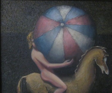 Картина под названием "Мальчик с мячиком.." - Сергей Боголюбов, Подлинное произведение искусства, Масло