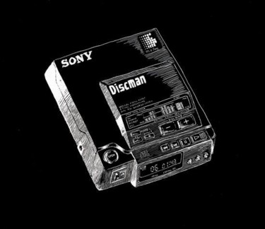 Drawing titled "Sony D-555 Discman" by Punit Vaidya, Original Artwork, Other