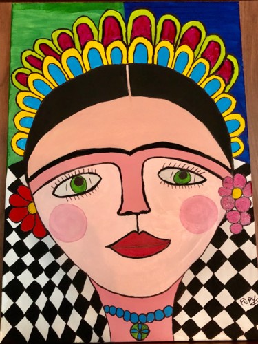 Painting titled "Ela a Mexicana" by Pupy Florez, Original Artwork, Acrylic Mounted on Wood Panel