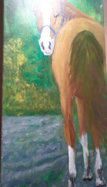 Painting titled "regardez moi" by Janet Delhostal, Original Artwork, Oil
