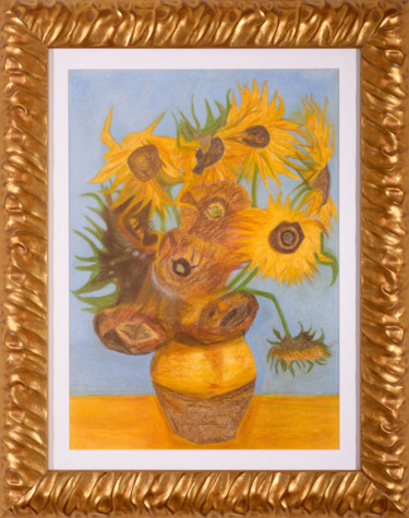 Painting titled "Girasoles" by Purity, Original Artwork, Pastel