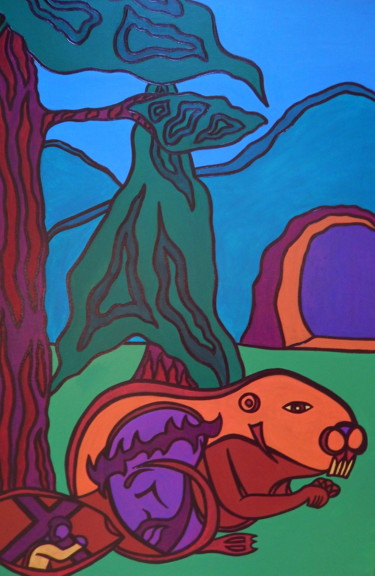Peinture intitulée "Beaver" par Richard J. Bond, Œuvre d'art originale, Huile