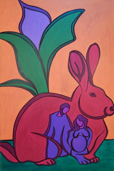 Pittura intitolato "Rabbit" da Richard J. Bond, Opera d'arte originale, Olio