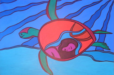 Картина под названием "Turtle" - Richard J. Bond, Подлинное произведение искусства, Масло