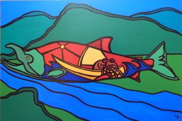 「Salmon」というタイトルの絵画 Richard J. Bondによって, オリジナルのアートワーク, オイル