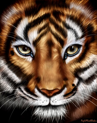 Digital Arts titled "Tiger Love" by Purplemindstudios, Original Artwork, Digital Painting