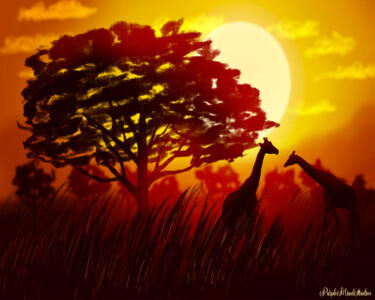 Arte digital titulada "Sahara Sunset" por Purplemindstudios, Obra de arte original, Pintura Digital