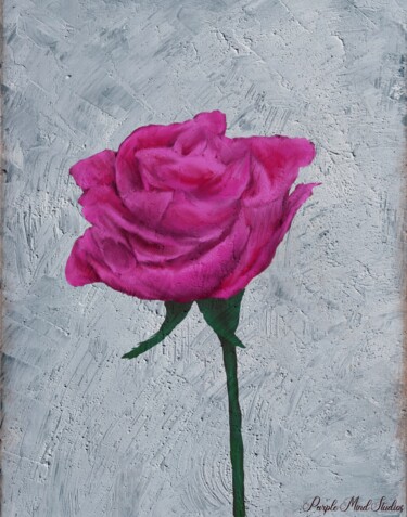 Digitale Kunst getiteld "Pink Rose in Oil" door Purplemindstudios, Origineel Kunstwerk, Digitaal Schilderwerk