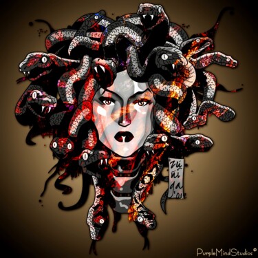 Arte digital titulada "Medusa Version 3 of…" por Purplemindstudios, Obra de arte original, Pintura Digital