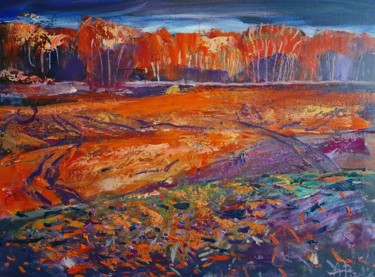 In red sun Painting titled "In red sun" by Aivis Pīzelis, Original Art, Acrylic