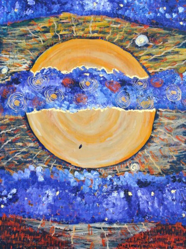 Painting titled "Full Moon" by Purusha Geelen - Van De Graaf, Original Artwork, Acrylic