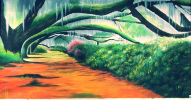 Картина под названием "The willow grove" - Purva A, Подлинное произведение искусства, Другой