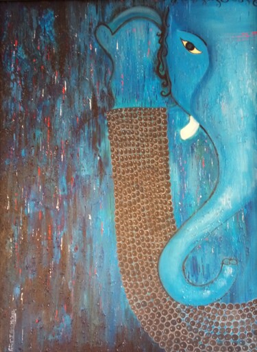 Malerei mit dem Titel "Ganesha" von Purvii Parekh, Original-Kunstwerk, Acryl