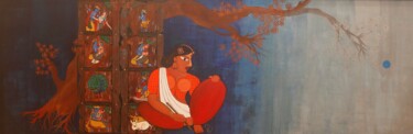 Malerei mit dem Titel "Radha Waiting" von Purvii Parekh, Original-Kunstwerk, Acryl