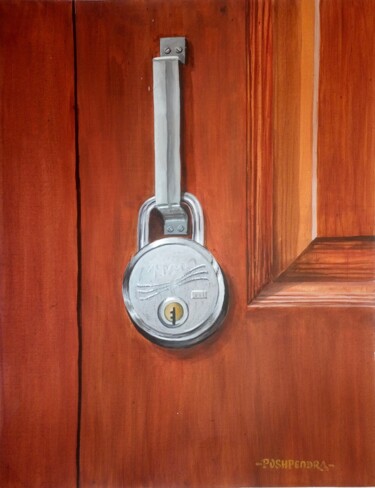 「Lock-Unlock」というタイトルの絵画 Pushpendra Singh Mandloiによって, オリジナルのアートワーク, アクリル