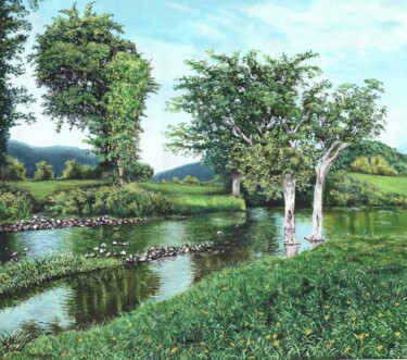 Painting titled "Landscape4" by Pushpendra Singh Mandloi, Original Artwork, Oil