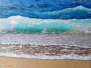 Painting titled "Seascape1" by Pushpendra Singh Mandloi, Original Artwork, Oil