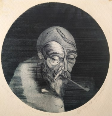 Gravures & estampes intitulée "Страх" par Vjacheslav Illjashenko, Œuvre d'art originale, Eau-forte