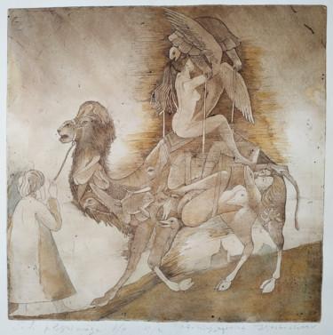 Estampas & grabados titulada "Sufi pilgrimage" por Vjacheslav Illjashenko, Obra de arte original, Aguafuerte
