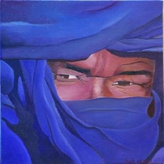 Painting titled "portrait touareg" by Sacha, Original Artwork, Oil