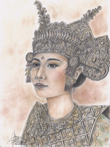 Dibujo titulada "The Dancer - Baline…" por Putu D. Sachslehner (ARTNYASWARI), Obra de arte original, Pastel