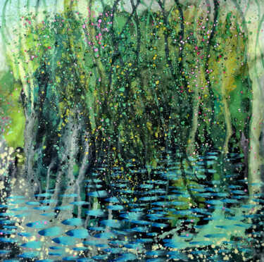 Peinture intitulée "The jungle pond" par Pu Wei, Œuvre d'art originale, Encre