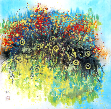 Peinture intitulée "Sky garden" par Pu Wei, Œuvre d'art originale, Encre