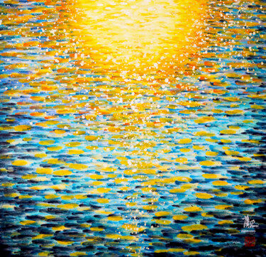 Malarstwo zatytułowany „Light wave” autorstwa Pu Wei, Oryginalna praca, Atrament