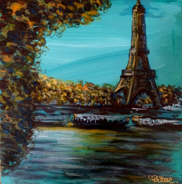 Painting titled "Tableau tour eiffel…" by Pvettese, Original Artwork, Acrylic