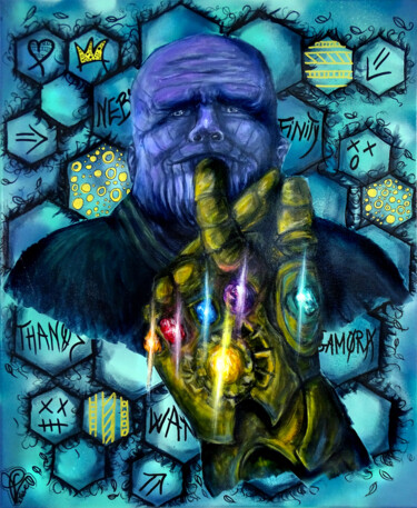 Painting titled "Tableau Thanos / Pe…" by Pvettese, Original Artwork, Spray paint