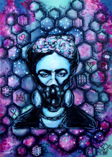 Peinture intitulée "Tableau Frida Kahlo…" par Pvettese, Œuvre d'art originale, Acrylique