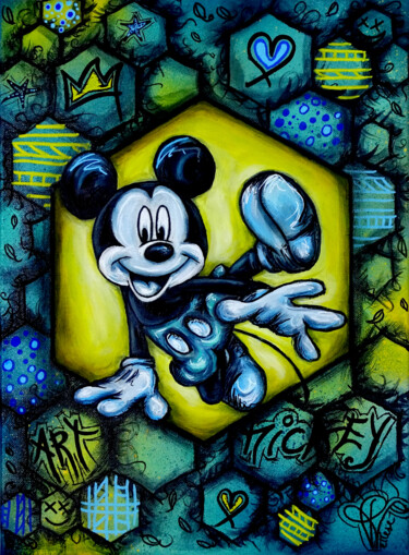Schilderij getiteld "Tableau Mickey pop…" door Pvettese, Origineel Kunstwerk, Graffiti