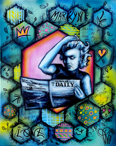 Картина под названием "Tableau Marilyn Mon…" - Pvettese, Подлинное произведение искусства, Рисунок распылителем краски