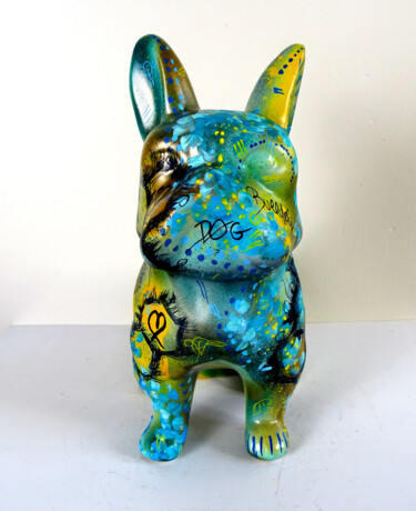 Γλυπτική με τίτλο "Statue "Bulldog Lov…" από Pvettese, Αυθεντικά έργα τέχνης, Σπρέι βαφής