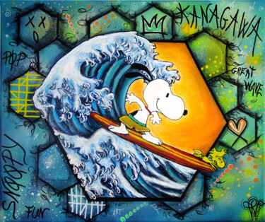 Картина под названием "Tableau Snoopy Vagu…" - Pvettese, Подлинное произведение искусства, Рисунок распылителем краски Устан…