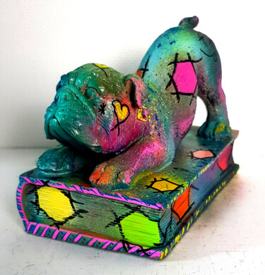 Sculpture titled "Statue Bulldog Pop…" by Pvettese, Original Artwork, Spray paint