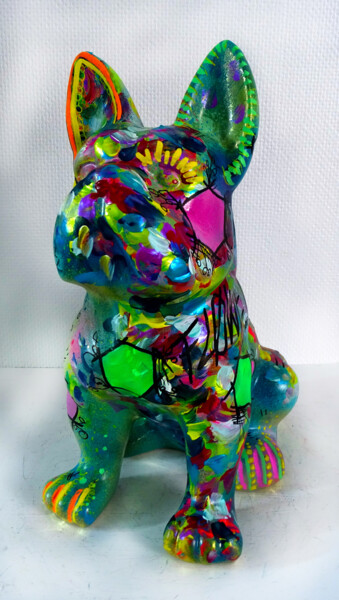 Sculpture titled "Bouledogue Sculptur…" by Pvettese, Original Artwork, Spray paint