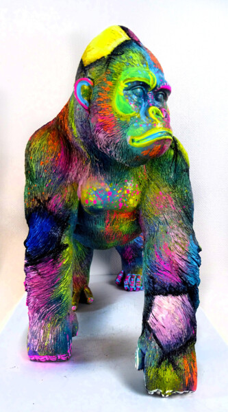 Scultura intitolato "Gorille résine pop…" da Pvettese, Opera d'arte originale, Spray