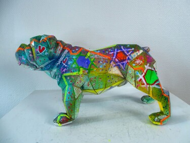 Sculptuur getiteld "Statue Bouledogue D…" door Pvettese, Origineel Kunstwerk, Graffiti