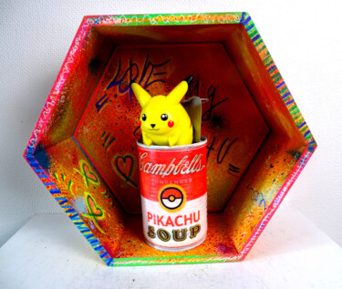 Escultura intitulada "Pikachu Campbell So…" por Pvettese, Obras de arte originais, Tinta spray