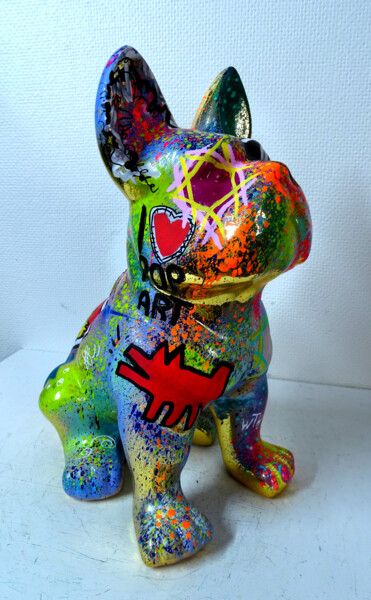 Sculptuur getiteld "Sculpture Bulldog P…" door Pvettese, Origineel Kunstwerk, Acryl