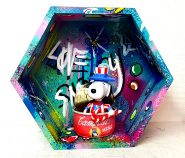 Escultura intitulada "Snoopy Campbell Sou…" por Pvettese, Obras de arte originais, Tinta spray