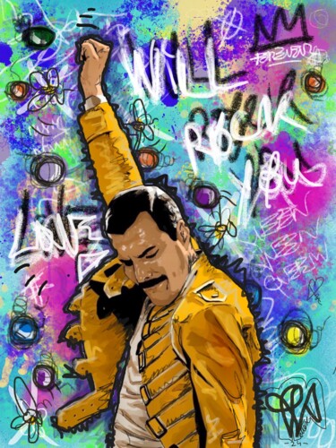 Arte digitale intitolato "Freddie Mercury Pop…" da Pvettese, Opera d'arte originale, Pittura digitale