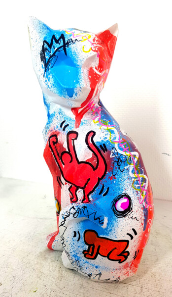 Escultura intitulada "Statue Pop Art Keit…" por Pvettese, Obras de arte originais, Tinta spray