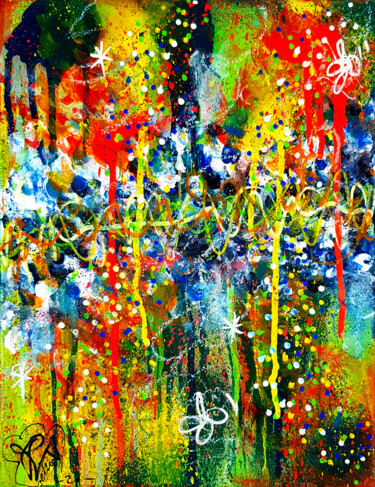 Pintura titulada "Peinture Abstraite…" por Pvettese, Obra de arte original, Pintura al aerosol Montado en Bastidor de camill…
