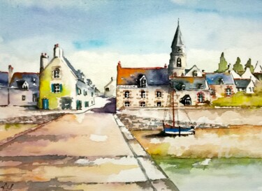Painting titled "St suliac" by Philippe Vidal, Original Artwork, Watercolor